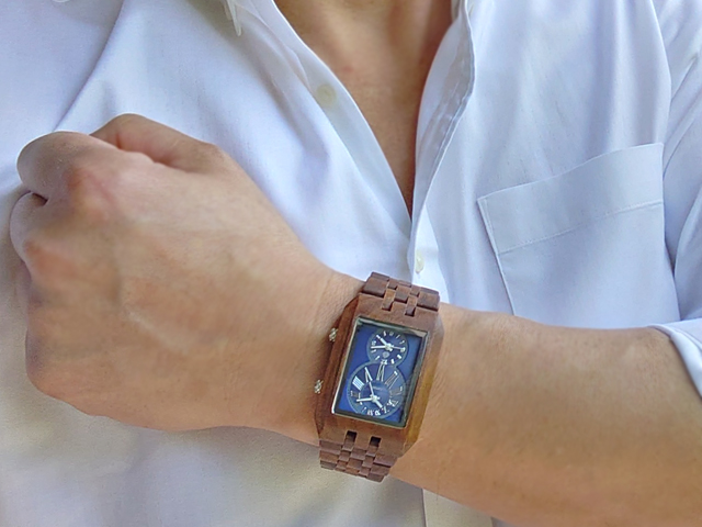 TENSEテンスデュアルタイムモデル木製腕時計