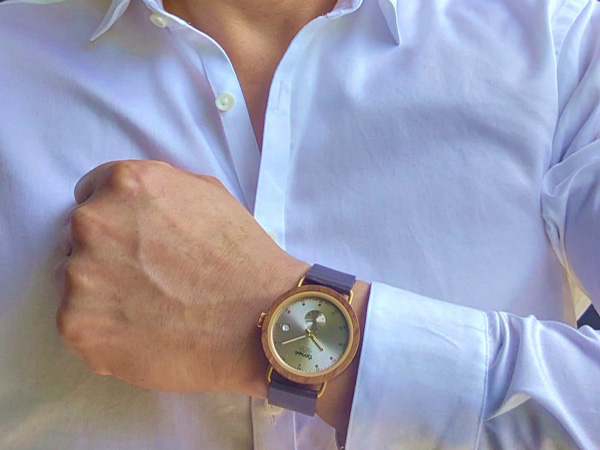 TENSEテンスイタリアンレザーベルトハドソンW&Sハイブリッドモデル木製腕時計