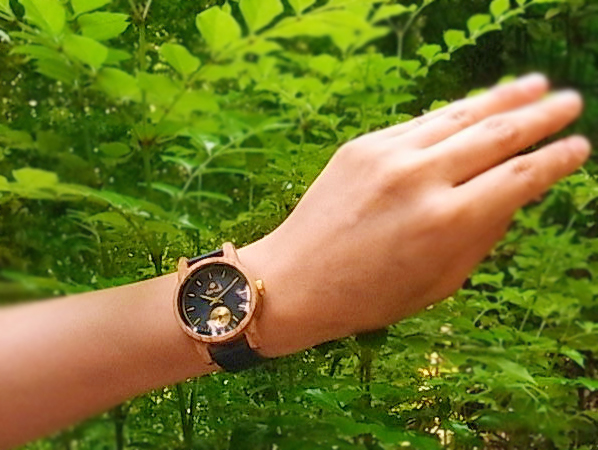 TTENSEテンスイタリアンレザーベルトプチヘリテージモデルレディース木製腕時計