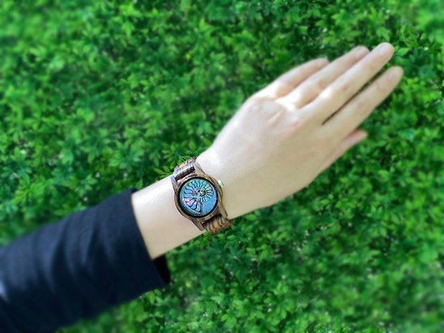 TENSEテンスプチアンモナイトカッティングデザインモデル木製腕時計